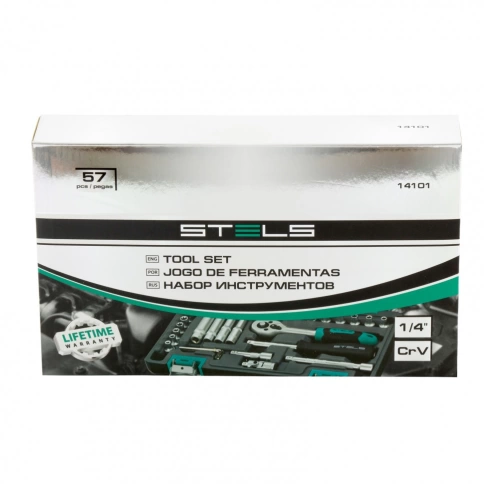 Набор инструментов 57 предметов 1/4 CrV пластиковый кейс Stels фото 2