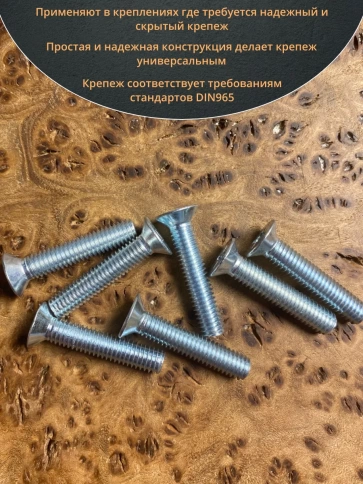 Винт потайной оцинкованный 6х30 DIN965, 100 шт. фото 4