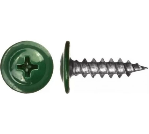 Саморез с прессшайбой, острый, 4,2х13 RAL6005 зеленый фото 1