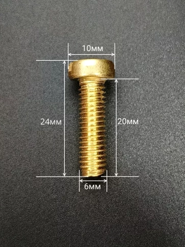 Винт 6х20 латунный с цилиндрической головкой DIN84,10 шт фото 3