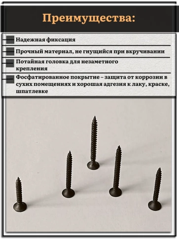Саморезы черные по металлу М3,5 мелкая резьба набор 1 (100шт) фото 3