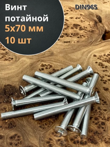 Винт потайной оцинкованный 5х70 DIN965, 10 шт. фото 1