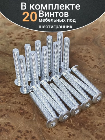 Винт мебельный 6х50 плоский под шестигранник DIN7420,20 шт фото 4