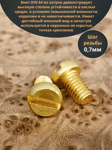 Винт 4х6 латунный с цилиндрической головкой DIN84,10 шт фото 3