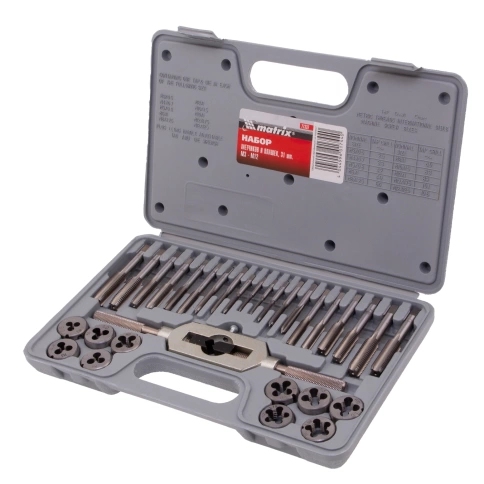 Набор метчиков и плашек М3-М12 31 предмет Matrix фото 1