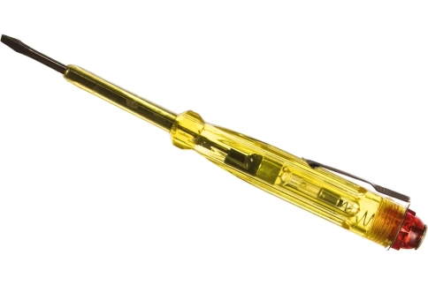 Отвертка индикаторная 140 мм 100-500В, желтая ручка фото 1