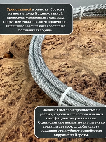 Трос стальной 3/4 ОЦ в оплетке, 20 м. фото 4
