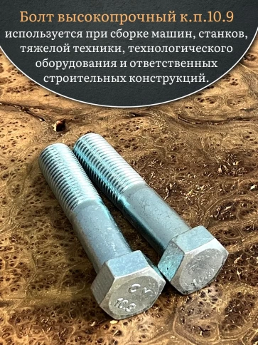 Болт высокопрочный ОЦ 22х100 мм, к.п.10.9 DIN931, 2 шт. фото 4