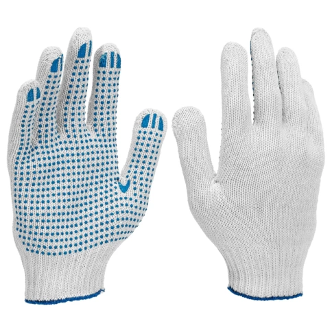 Перчатки вязаные х/б с ПВХ, 3 нити, 10 класс вязки фото 1