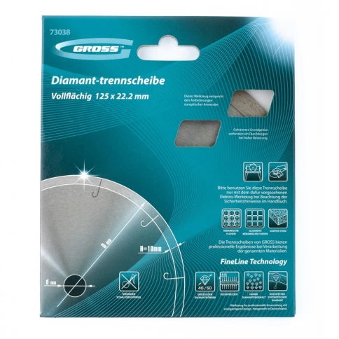 Диск алмазный сплошной с лазерн.перфорац. мокрое резание 125х22,2 мм Gross фото 3