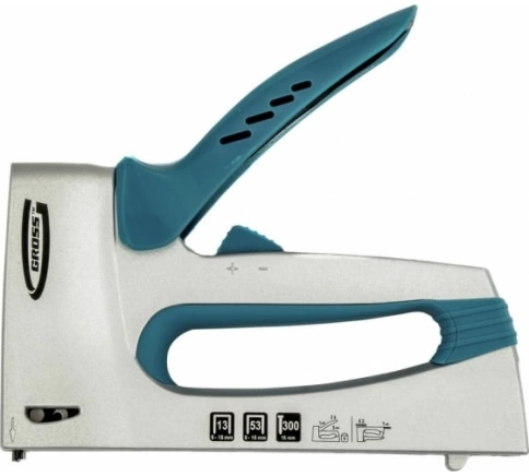 Степлер мебельный регулир., алюм.корп.,тип скобы 13,53,300, 6-16 мм Gross фото 1