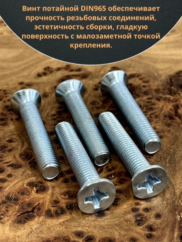 Винт потайной оцинкованный 4х50 DIN965, 10 шт. фото 4