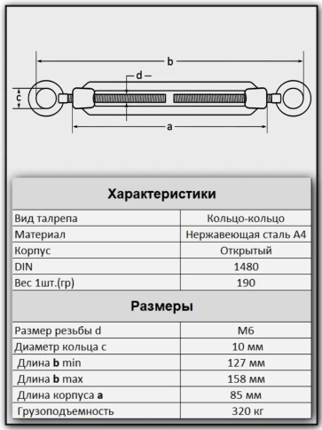 Талреп кольцо-кольцо нержавеющий А4 М6 DIN1480 фото 2