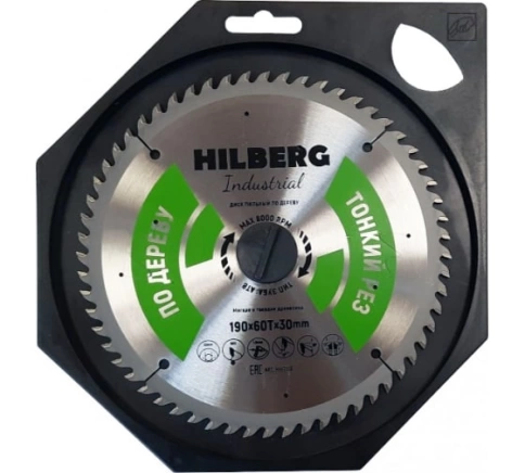 Диск пильный по дереву 190х1,6х60Т*30 мм тонкий рез Hilberg Industrial фото 1