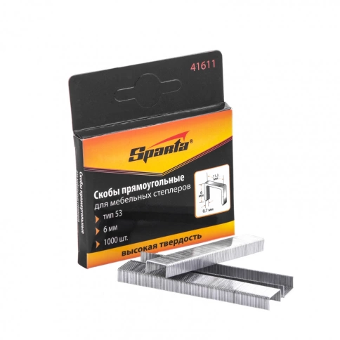 Скобы для степлера мебельного тип 53 6 мм 1000 шт Sparta фото 1