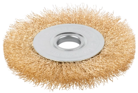 Щетка для УШМ "Плоская", латунир.витая проволока 0,3мм, 125 мм посадка 22,2 мм CUTOP Profi фото 1