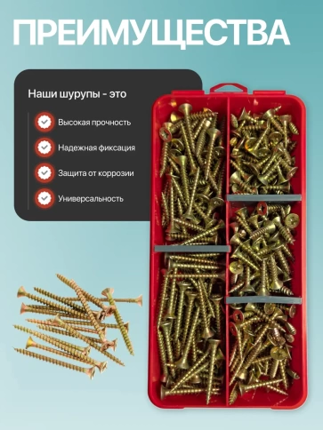 Саморезы по дереву М5 ЖЦ в органайзере НАБОР 1 фото 4