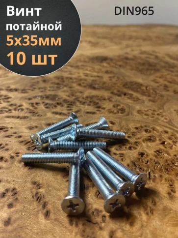 Винт потайной оцинкованный 5х35 DIN965, 10 шт. фото 1