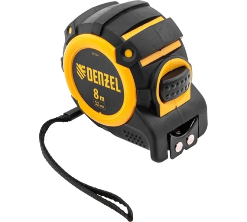 Рулетка магнитн.зацеп  двухст.шкала нейлон.покр. автоматич. 8м х 32мм Denzel фото 1