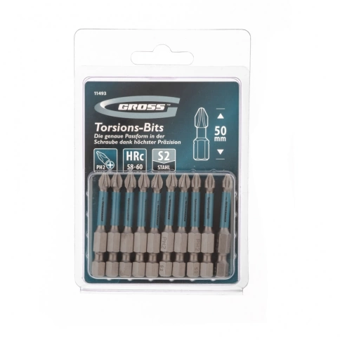 Биты торсионные PH2х50 мм, для ударн.шуроповертов Gross фото 1