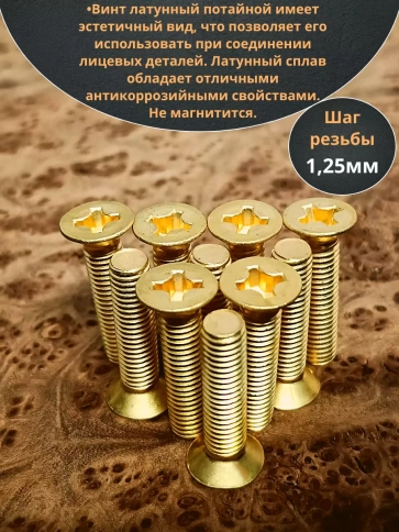 Винт 8х25 латунный потайной DIN965,10 шт фото 4