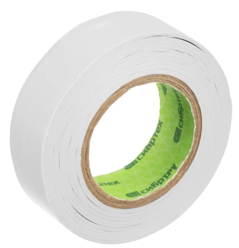 Изолента ПВХ 19 мм х 20 м (белая) Сибртех фото 1