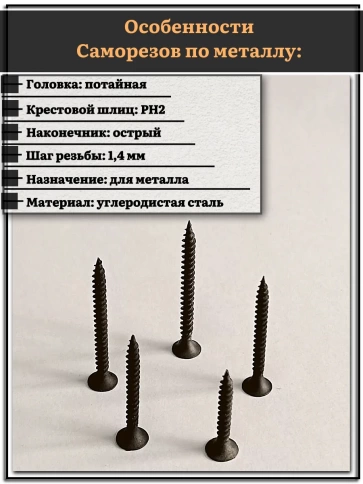 Саморезы черные по металлу М3,5 мелкая резьба набор 3 (500шт) фото 2