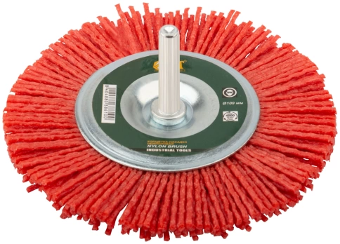 Корщетка-колесо, со штифтом, нейлоновая 100 мм фото 1