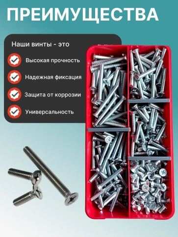 Винты потайные ОЦ М5 DIN 965 PH в органайзере НАБОР 1 фото 4