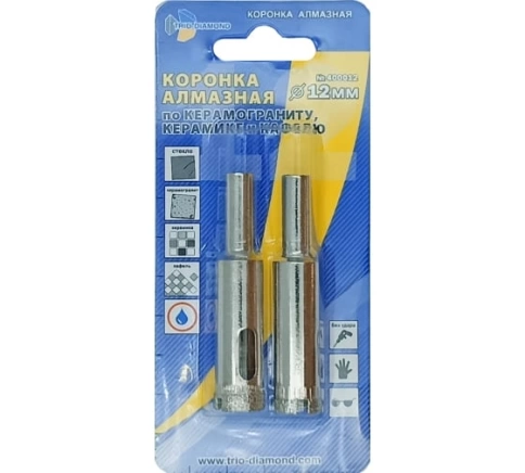 Коронка по керамике и кафелю, алмазная 12 мм компл.2шт. фото 2