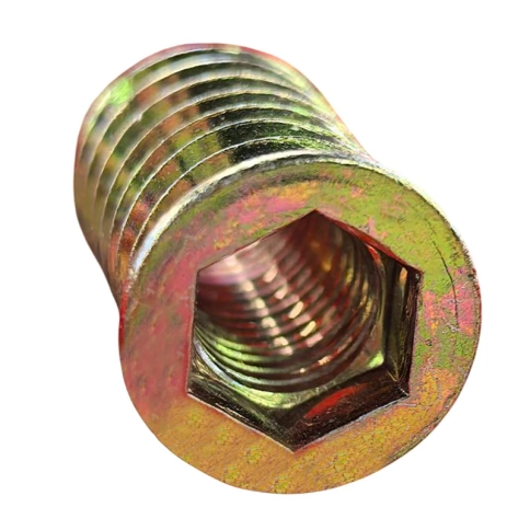 Втулка резьбовая с потайным фланцем М8х12,5х20 мм, SW8, желтый цинк фото 1