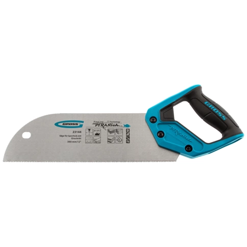 Пила для фанеры с запилом PIRANHA, двухкомп.рук.,зуб 3D, каленый зуб, 11-12 TPI 300мм/12" Gross фото 1