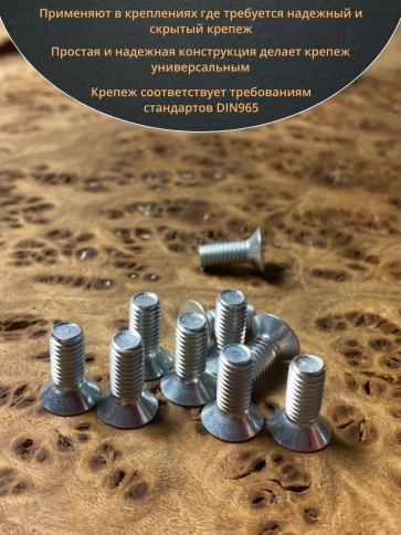 Винт потайной оцинкованный 5х12 DIN965, 10 шт. фото 4