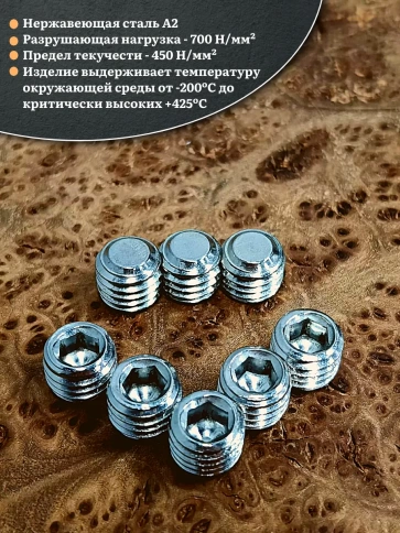 Винт установочный нержавеющий М12х10 DIN913 (гужон), 10 шт. фото 3