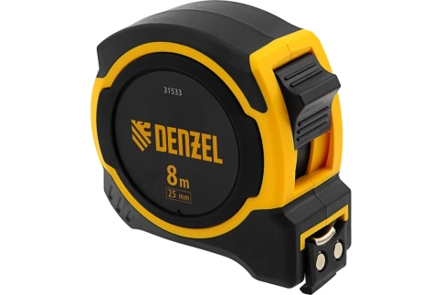 Рулетка магнитн.обрезин.зацеп  двухкомпонентн. корпус 8м х 25мм Denzel фото 1