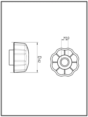 Ручка фиксатор барашек сквозная d 42 мм с гайкой М10, 2 шт. фото 2