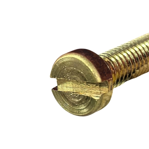 Винт с цилиндрической головкой и прямым шлицем 6х25 мм DIN 84, полная резьба, латунный фото 2