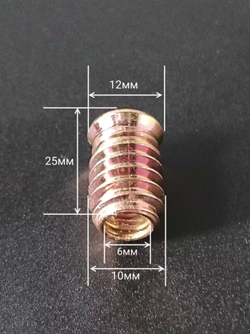 Втулка резьбовая М6х10х25 с потайным фланцем ЖЦ, 10 шт. фото 2