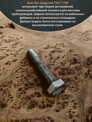 Болт без покрытия 10х60 мм ГОСТ 7798, 10 шт. фото 4