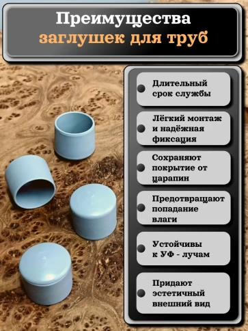 Заглушка для труб наружная круглая d 22 мм серая, 20 шт фото 2