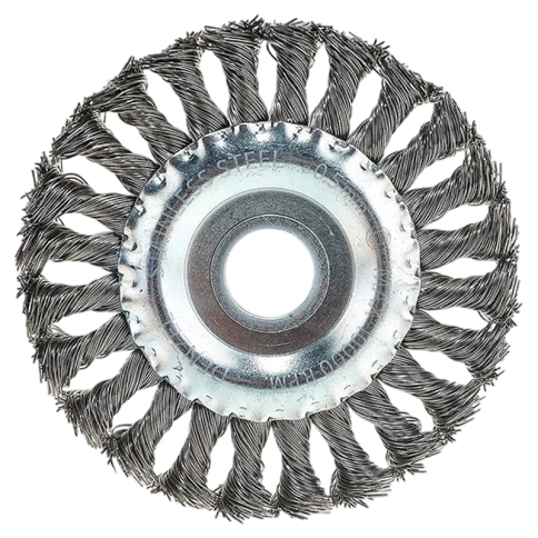 Щетка для УШМ "Плоская", кручен.проволока 0,5мм, 125 мм посадка 22,2 мм блистер CUTOP Profi фото 2