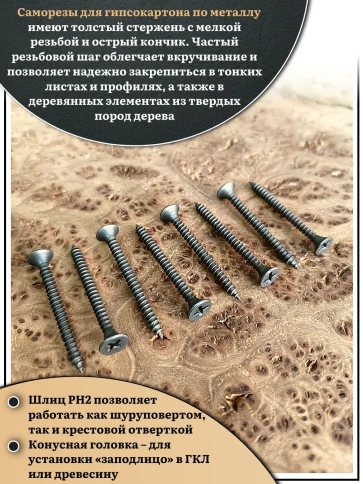 Саморез шуруп по металлу 3,5х41 мелкая резьба, чёрный 50 шт. фото 4