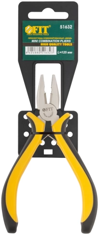 Плоскогубцы комбинированные мини Профи, черно-желтые мягкие ручки, никелированное покрытие 125 мм фото 3