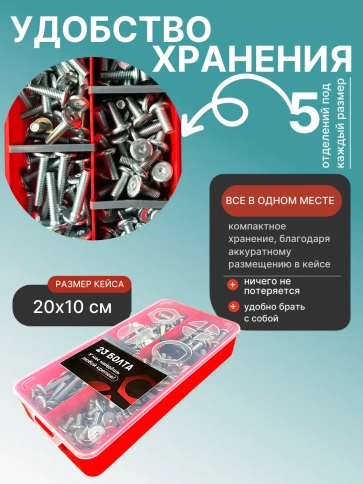 Винты мебельные М6 DIN7420 в органайзере НАБОР 3 фото 5