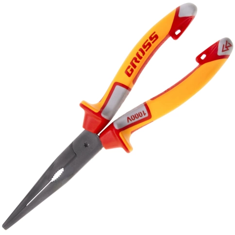 Длинногубцы прямые, диэлектрич. рук. до 1000 В 205 мм Gross фото 1