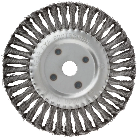 Корщетка-колесо, посадочн.д.22,2мм, стальная витая проволока 200 мм фото 2