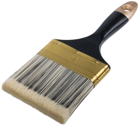 Кисть флейцевая Стайл, искусст.ч/б щетина, дерев.ручка 4" 100 мм фото 1