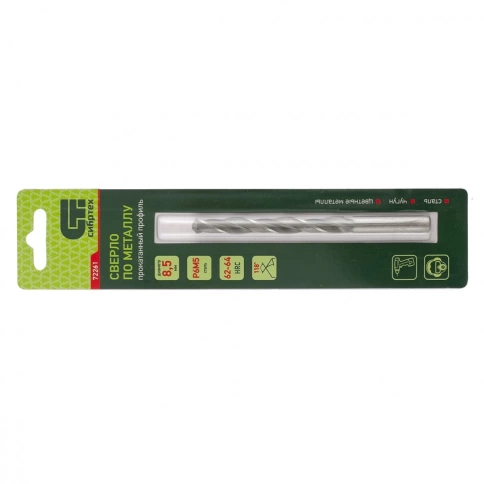 Сверло по металлу 8,5 мм Р6М5 Сибртех фото 1