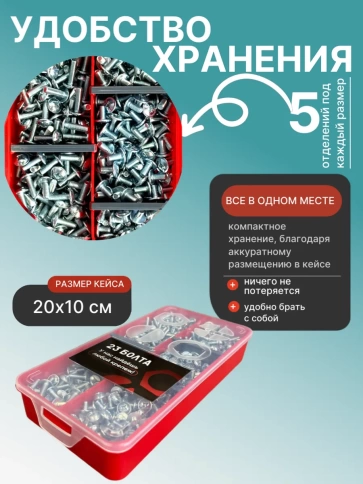 Винты с прессшайбой М4 мебельные DIN967 органайзер НАБОР 1 фото 5