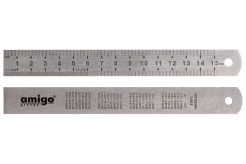 Линейка нерж. толщ.0,6 мм с гравировкой и шкалой перевода величин фото 1